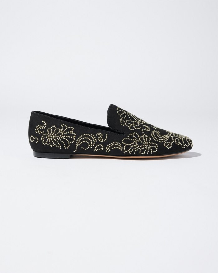 Women's Embellished Loafers - Black