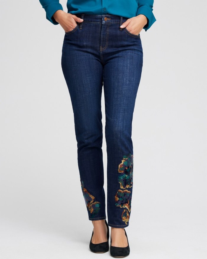 Women's Girlfriend Sequin Ankle Jeans - Halton Street Indigo