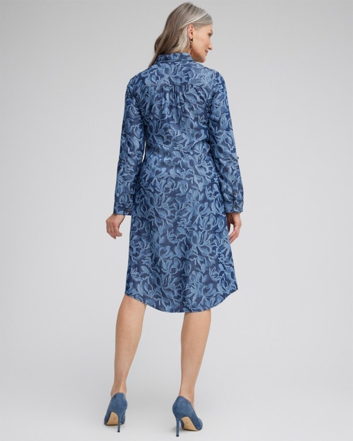 Women's Roll Tab Shirt Dress - Blue Echo