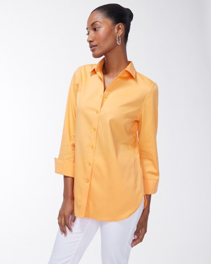 Women's No Iron 3/4 Sleeve Stretch Shirt - Mango Ice