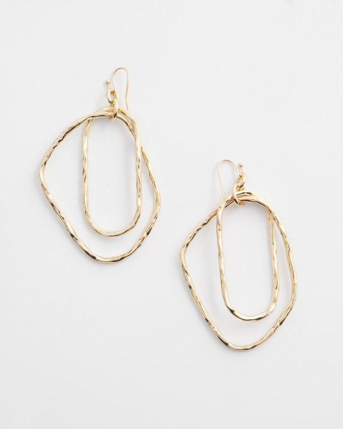 Women's Gold Tone Textured Drop Earrings - Gold