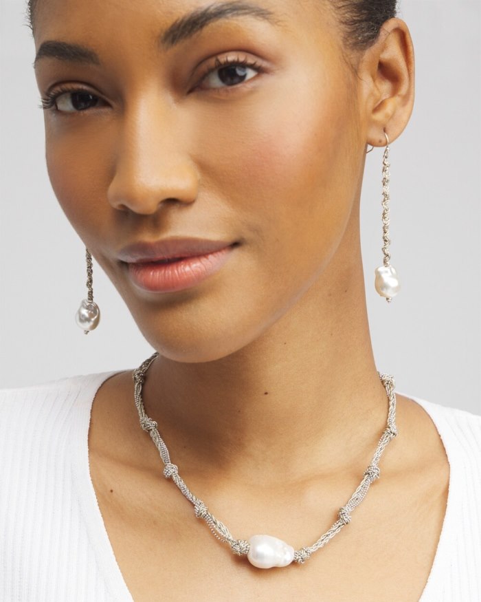 Women's Fresh Water Pearl Convertible Necklace - Silver