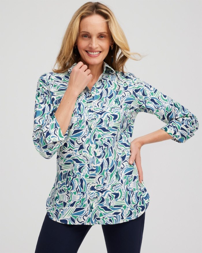 Women's No Iron 3/4 Sleeve Abstract Print Shirt - Twisted Ivy