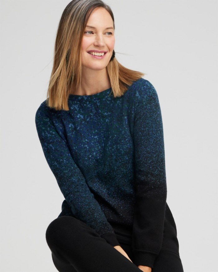 Women's Zenergy Luxe Cashmere Blend Ombre Pullover - Moonlit Teal