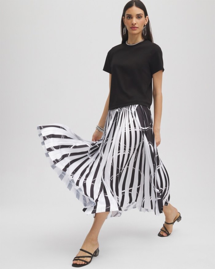 Women's Black Label Bubbles Pleated Skirt - Alabaster/Black