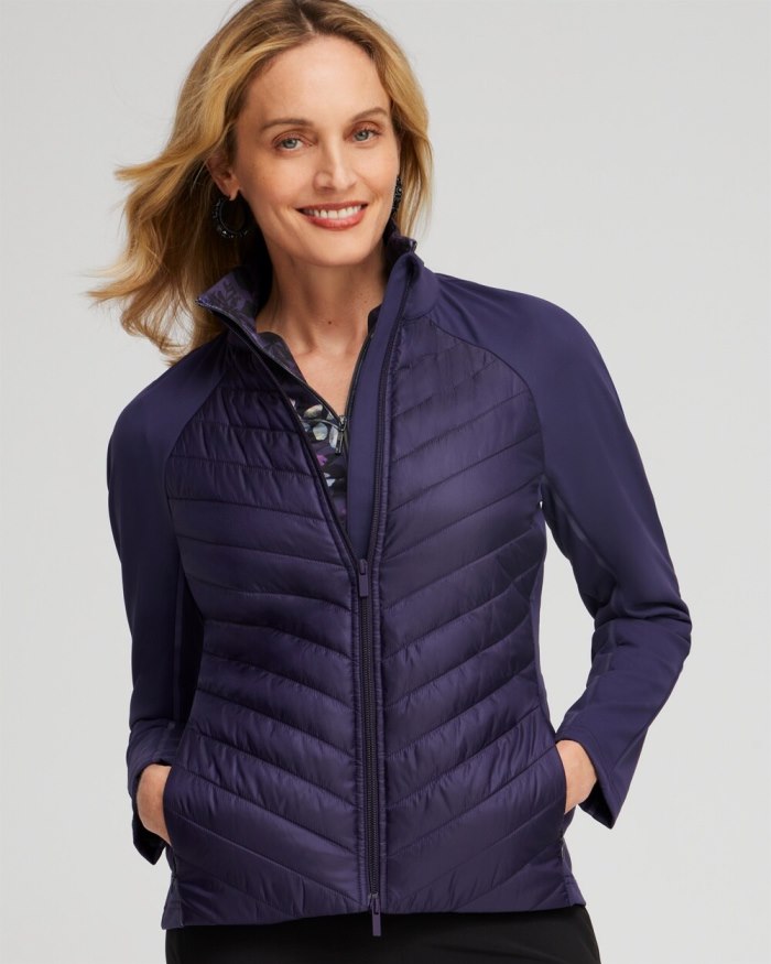 Women's Zenergy Puffer Knit Mix Jacket - Dewberry