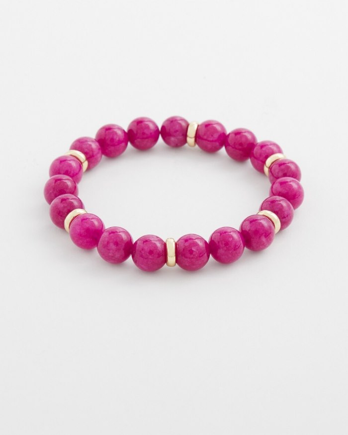 Women's Magenta Beaded Stretch Bracelet - Magenta Rose