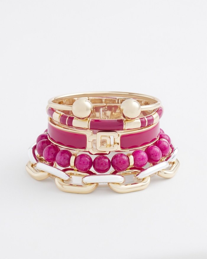 Women's Magenta Beaded Stretch Bracelet - Magenta Rose