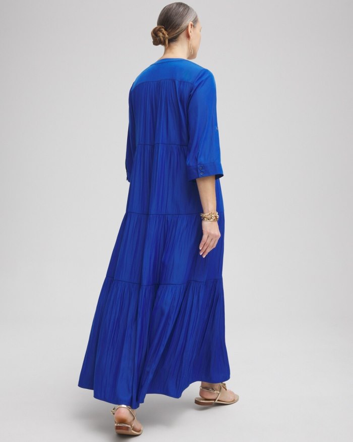 Women's Tiered A-line Maxi Dress - Intense Azure