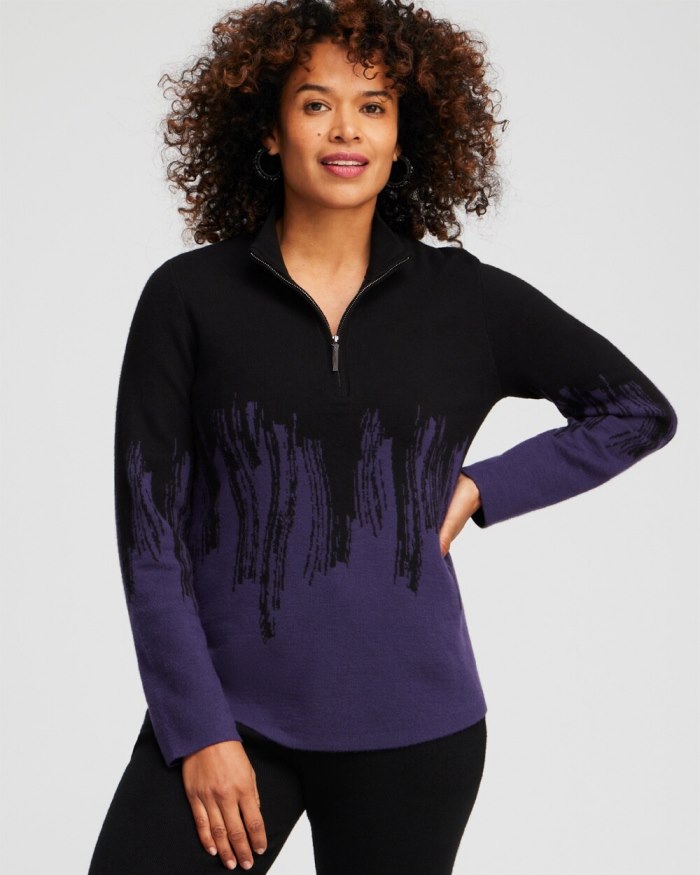 Women's Zenergy Luxe Cashmere Blend Ombre Pullover - Dewberry - Click Image to Close