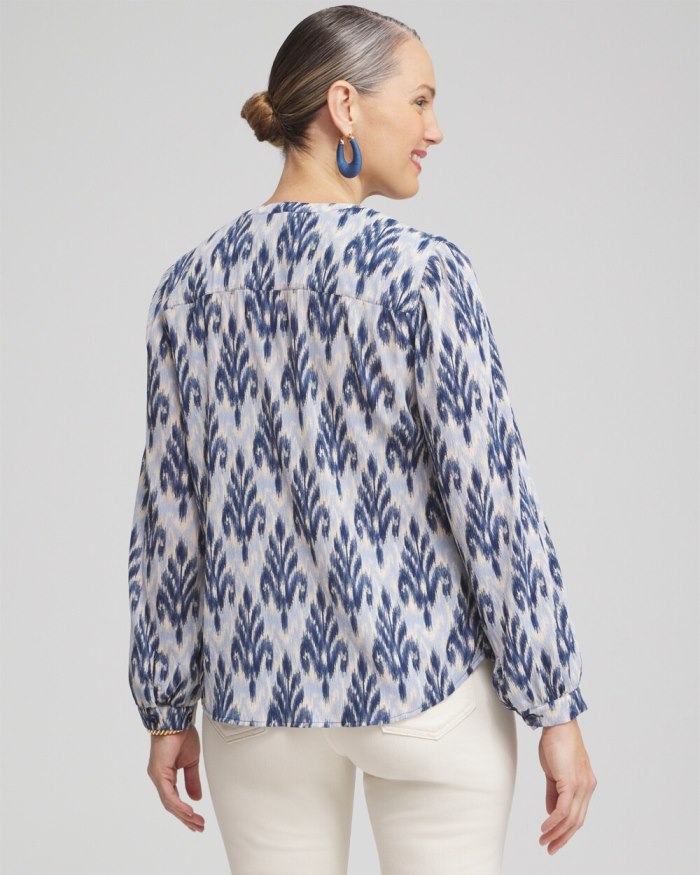 Women's Chiffon Ikat Print Blouse - French Blue