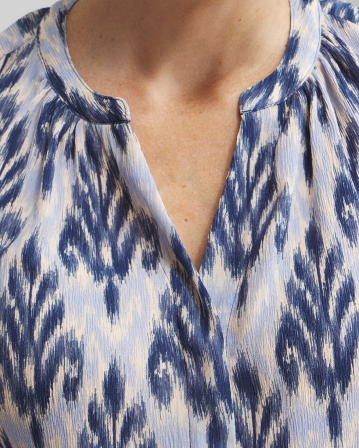 Women's Chiffon Ikat Print Blouse - French Blue