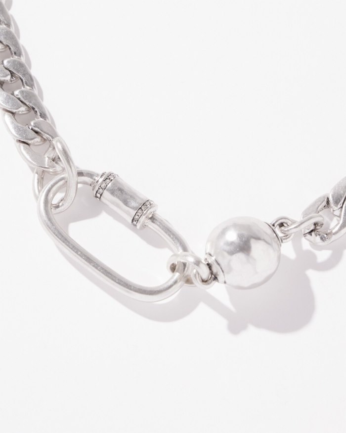 Women's Silver Tone Carabiner Necklace - Silver