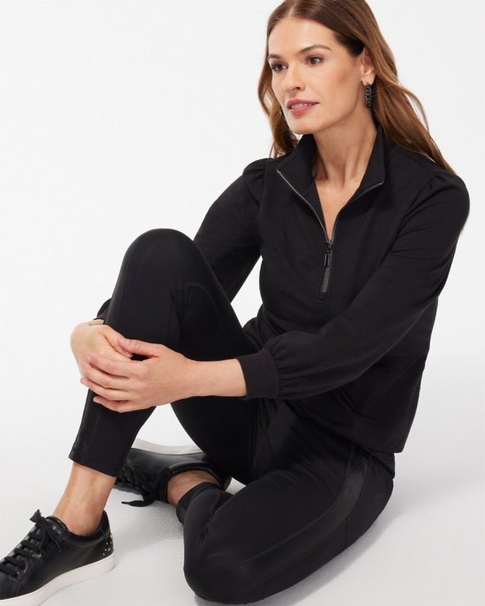 Women's Zenergy French Terry Half Zip Pullover - Black