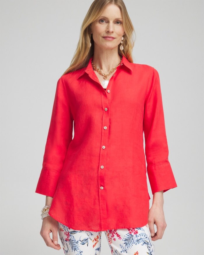 Women's No Iron 3/4 Sleeve Shirt - Watermelon Punch - Click Image to Close