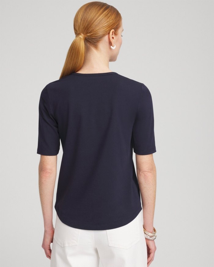 Women's Embellished Flag Tee - Classic Navy