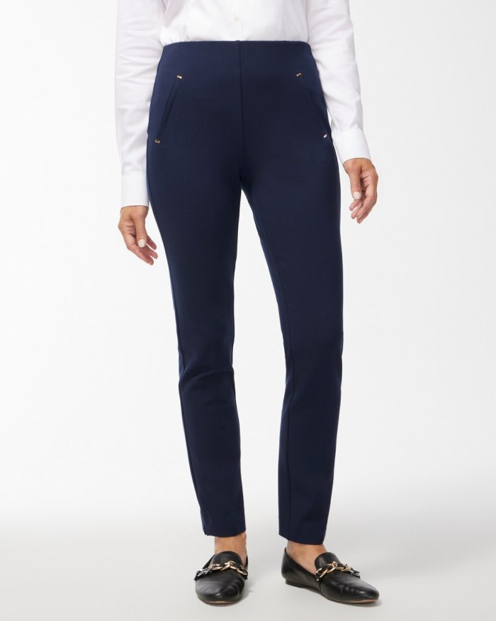 Women's Juliet Ponte Trim Detail Ankle Pants - Ink