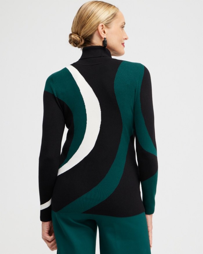 Women's ECOVERO Intarsia Turtleneck Sweater - Black