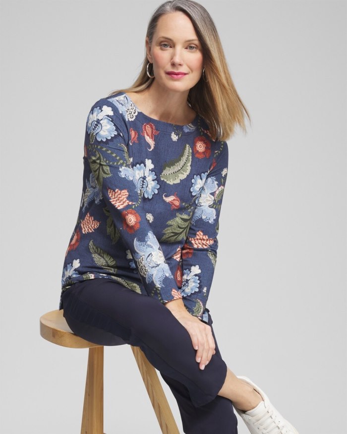 Women's Zenergy Floral Pullover - Classic Navy