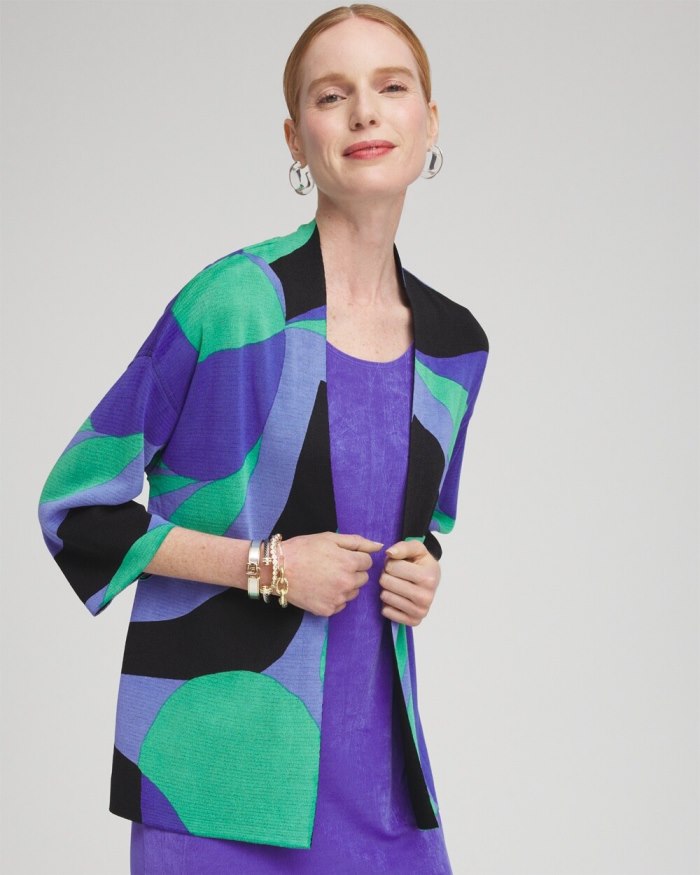 Women's Travelers Abstract Kimono Cardigan - Purple Nightshade