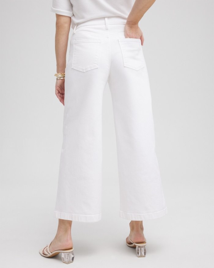 Women's High Rise Wide Leg Cropped Jeans - Alabaster