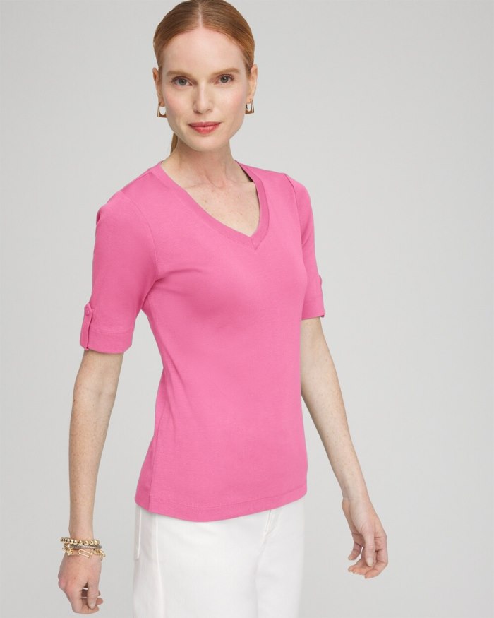 Women's Everyday V-neck Tee - DELIGHTFUL PINK