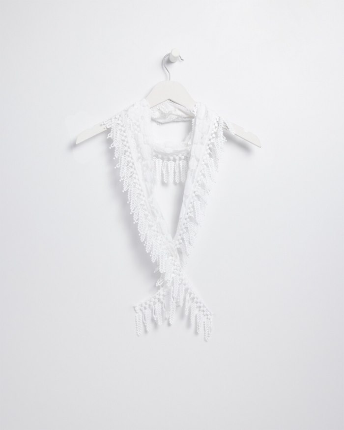 Women's Lace Fringe Scarf - Alabaster