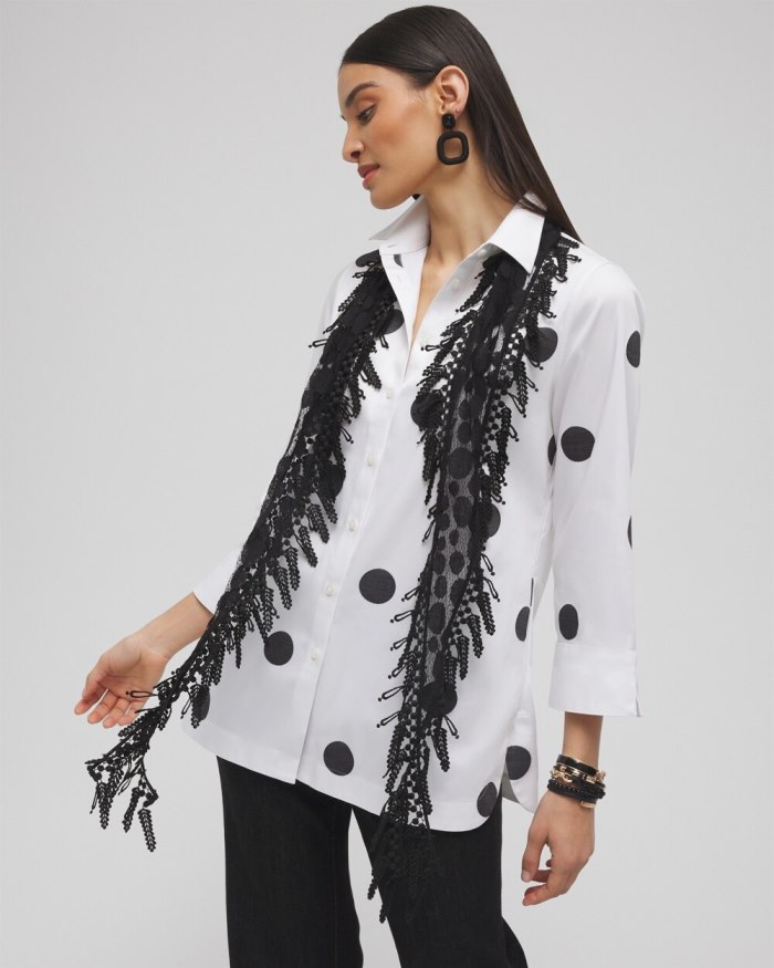 Women's Lace Fringe Scarf - Alabaster