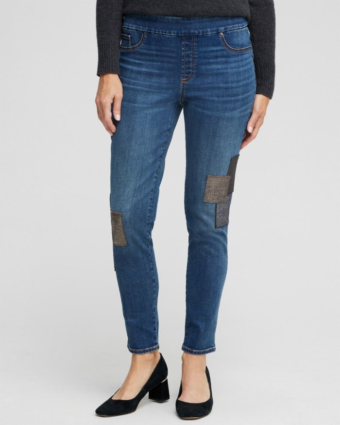 Women's Patchwork Pull-On Jeggings - Buttercup Indigo