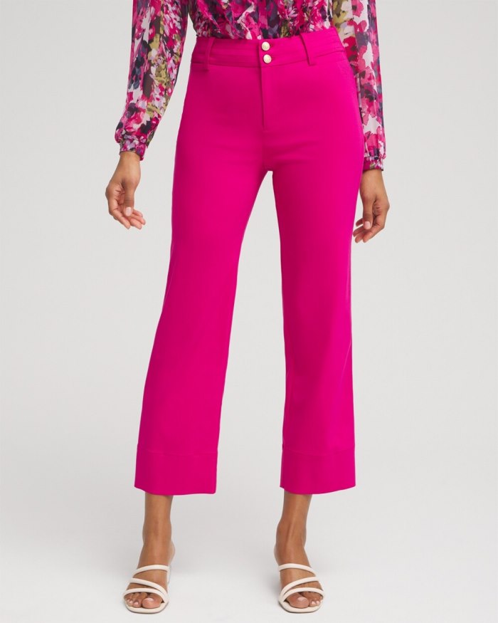 Women's Trapunto Wide Leg Cropped Pants - Magenta Rose - Click Image to Close