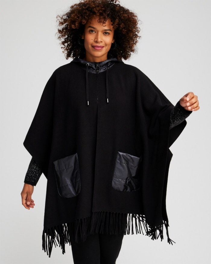 Women's Zenergy Luxe Cashmere Blend Quilted Poncho - Black