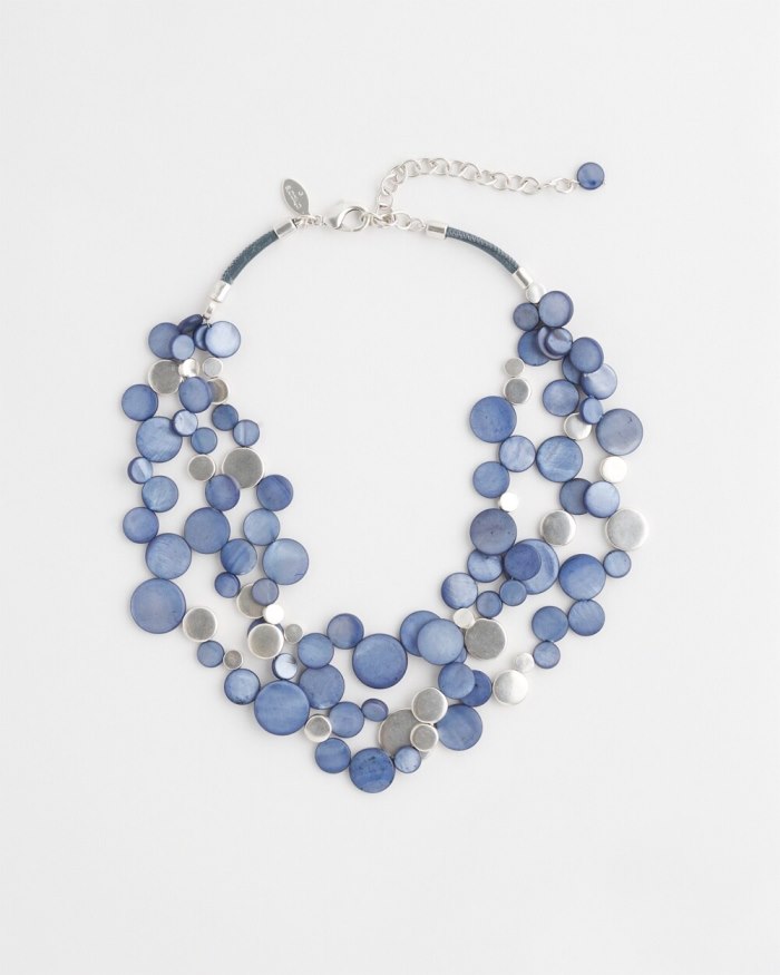 Women's Blue Shell Multistrand Necklace - Blue Multi