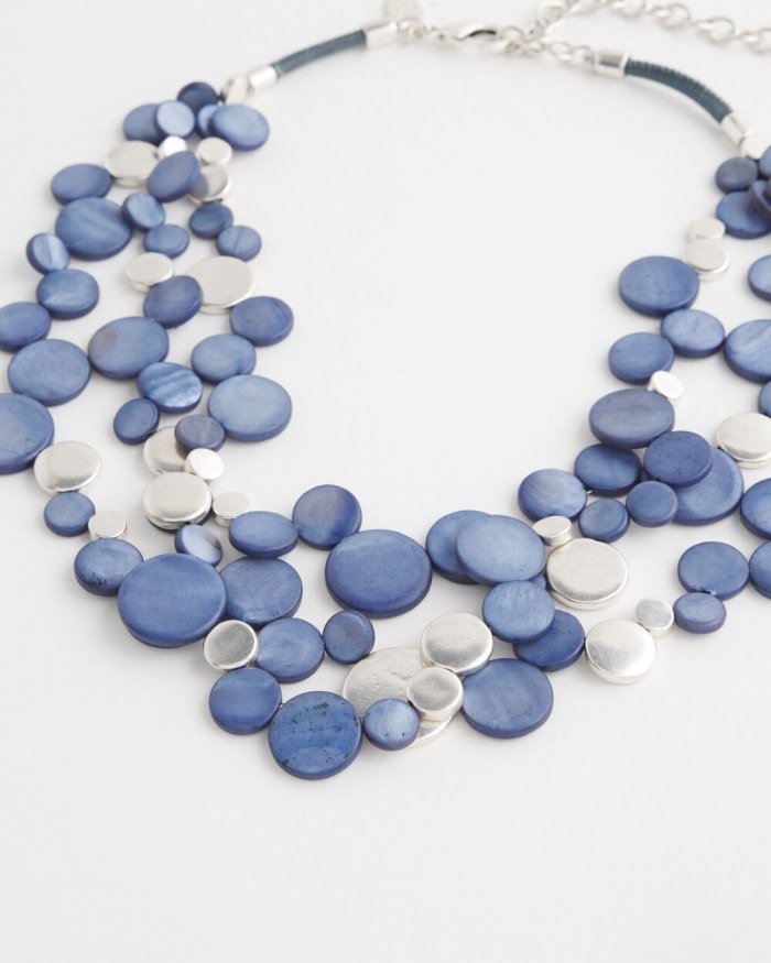 Women's Blue Shell Multistrand Necklace - Blue Multi