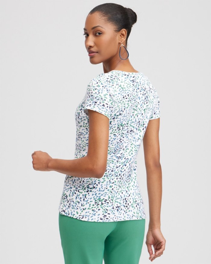 Women's Dot Print Cap Sleeve Tee - Alabaster