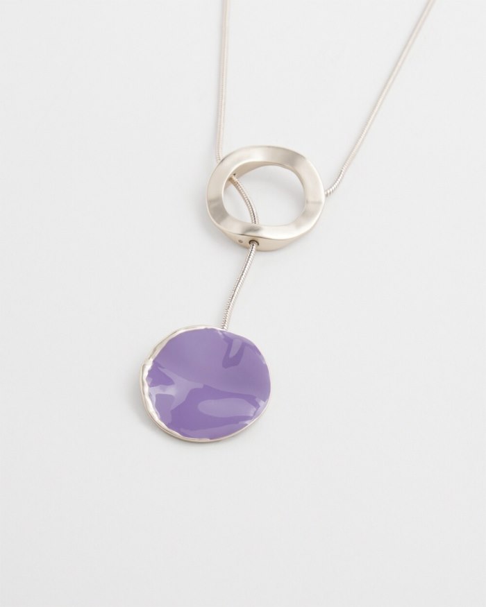 Women's Enamel Pendant Necklace - Parisian Purple