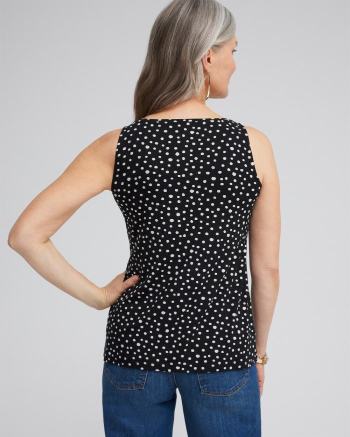 Women's Touch of Cool Polka Dot Polished Tank - Black