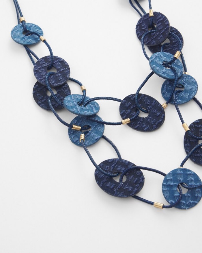 Women's Denim Multistrand Necklace - Navy Blue