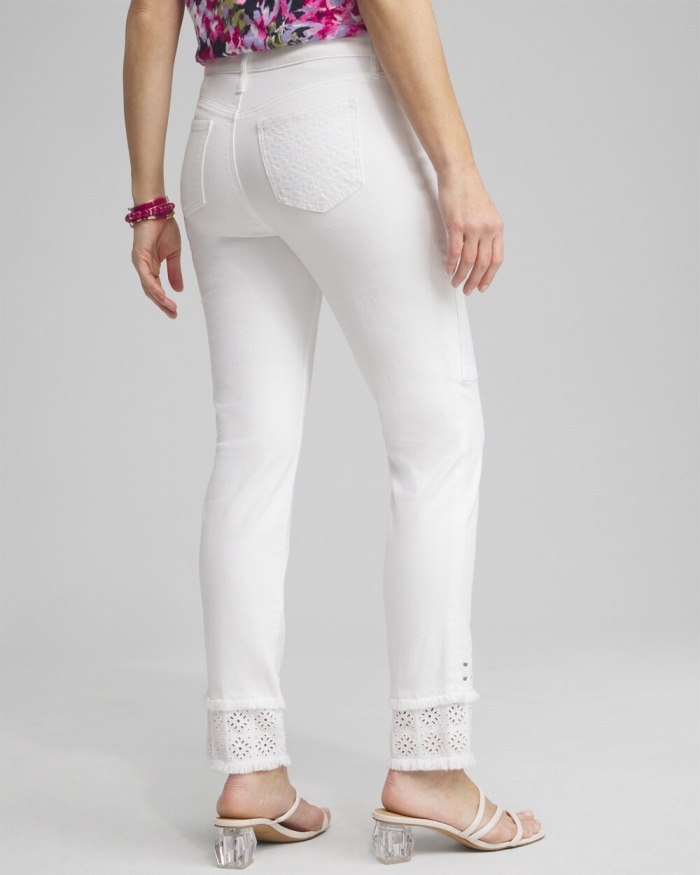 Women's Girlfriend Double Fray Ankle Jeans - Alabaster