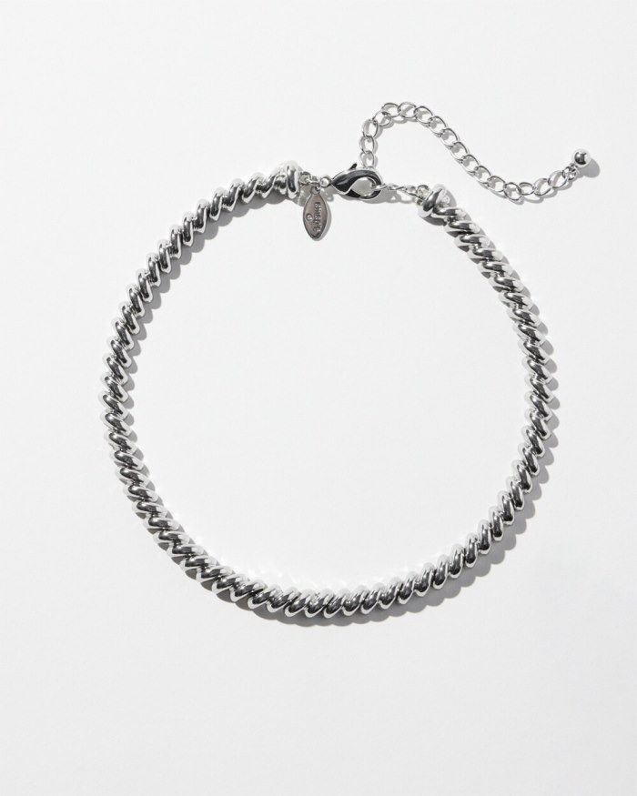 Women's Silver Tone Collar Necklace - Silver - Click Image to Close