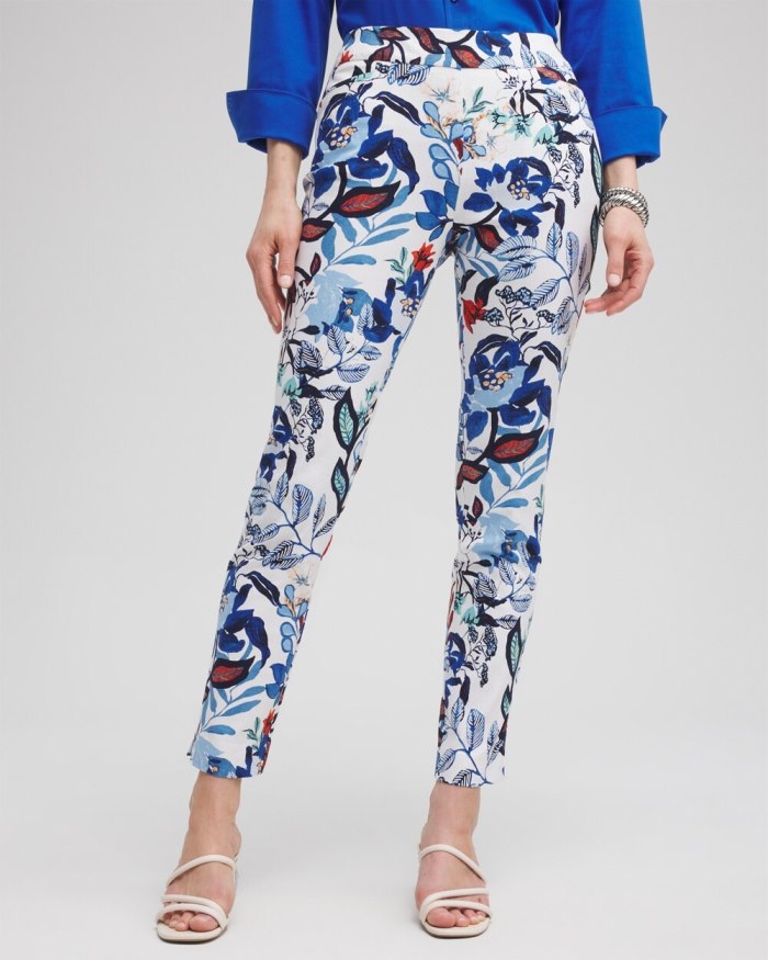 Women's Brigitte Cool Floral Ankle Pants - Alabaster/Classic Navy