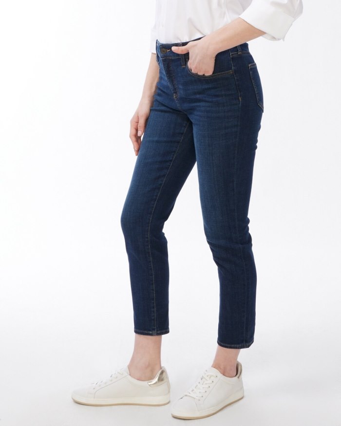 Women's So Slimming Girlfriend Ankle Jeans - Rainier Indigo - Click Image to Close