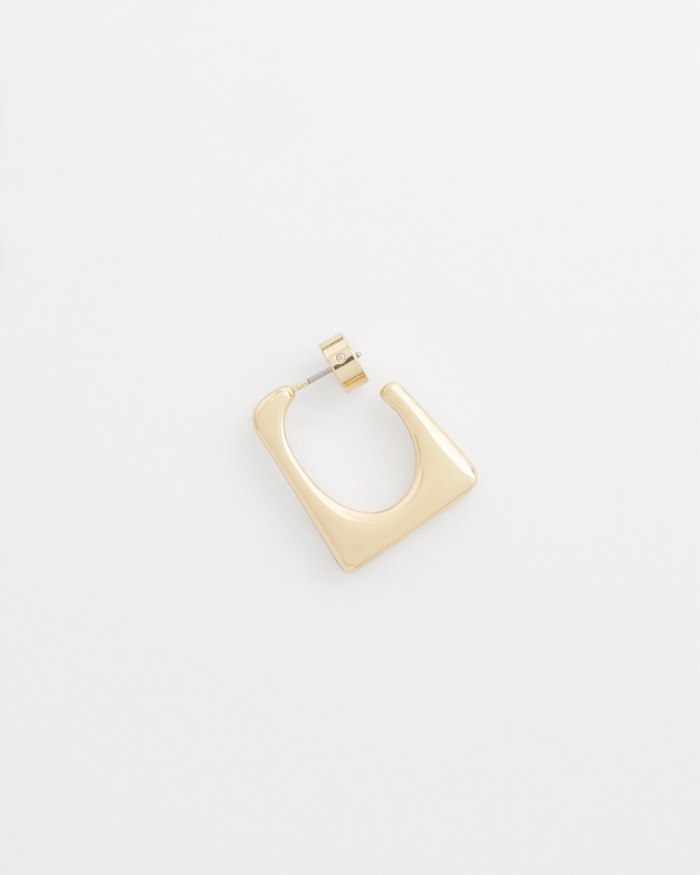 Women's No Droop Gold Tone Square Hoops - Gold