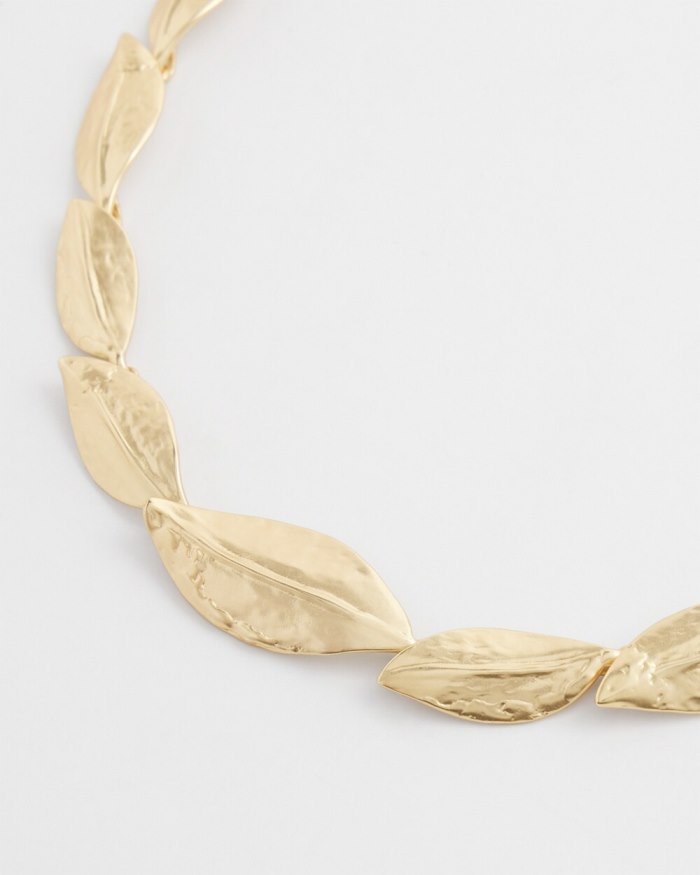 Women's Gold Tone Leaf Bib Necklace - Gold