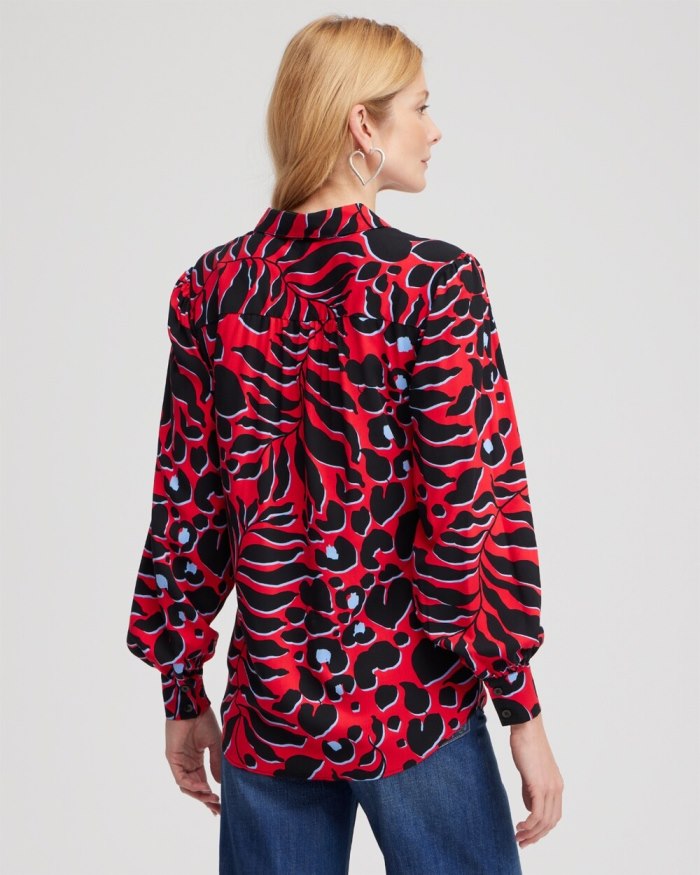 Women's Twill Animal Print Tunic - Love Letter Red