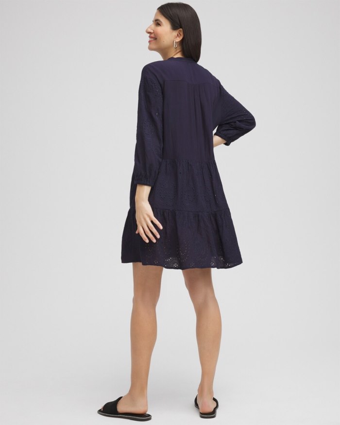 Women's Embroidered Eyelet Coverup - Classic Navy