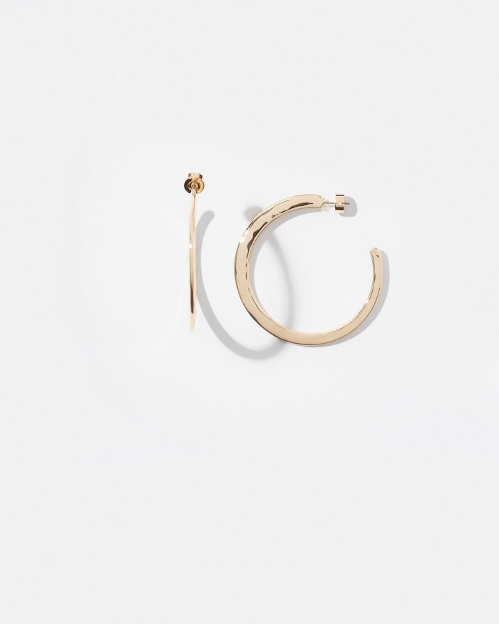 Women's 2" Gold Tone Textured Hoops - Gold