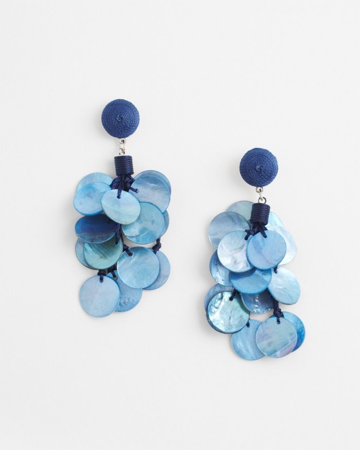 Women's No Droop Navy Shell Earrings - Classic Navy - Click Image to Close