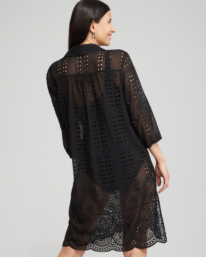 Women's Shirt Dress Swim Coverup - Black