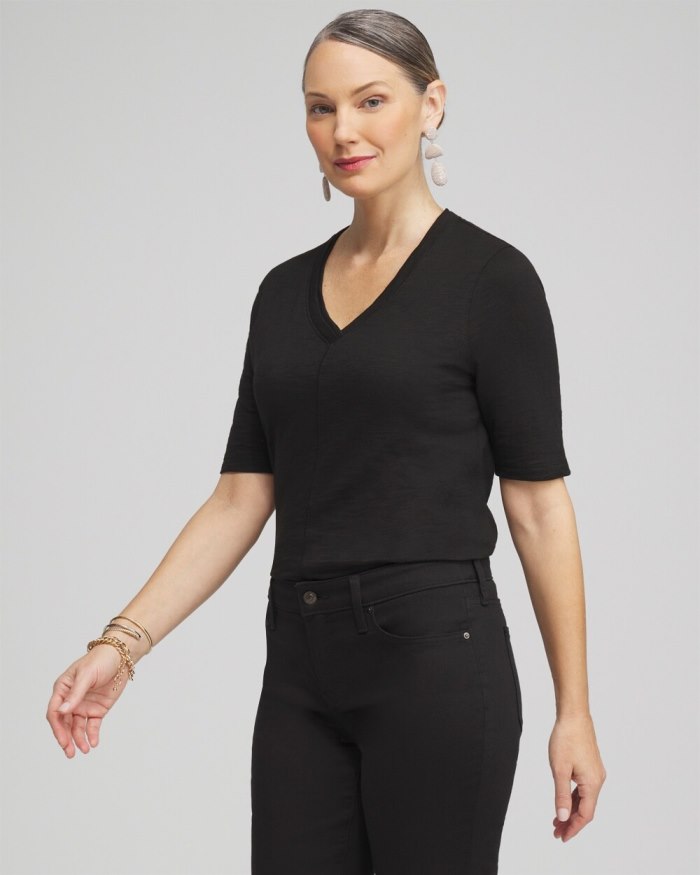 Women's Elbow Sleeve A-line Tee - Black