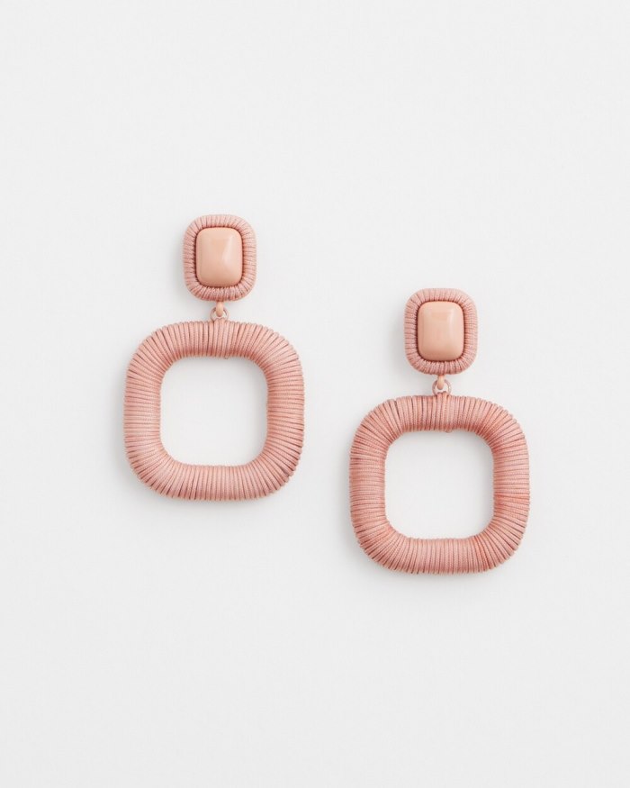 Women's Pink Square Hoops - Pink Clay - Click Image to Close